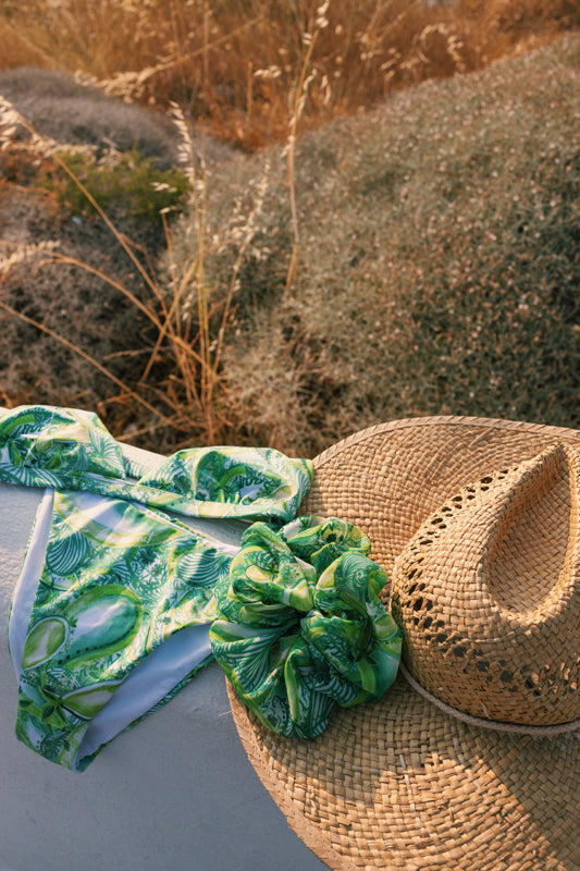 Lime Dancing Waves Scrunchie