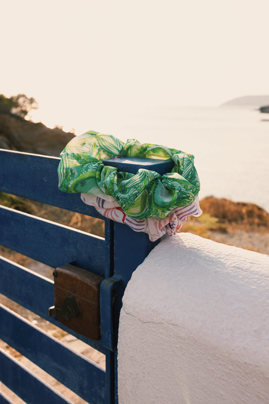 Lime Dancing Waves Scrunchie